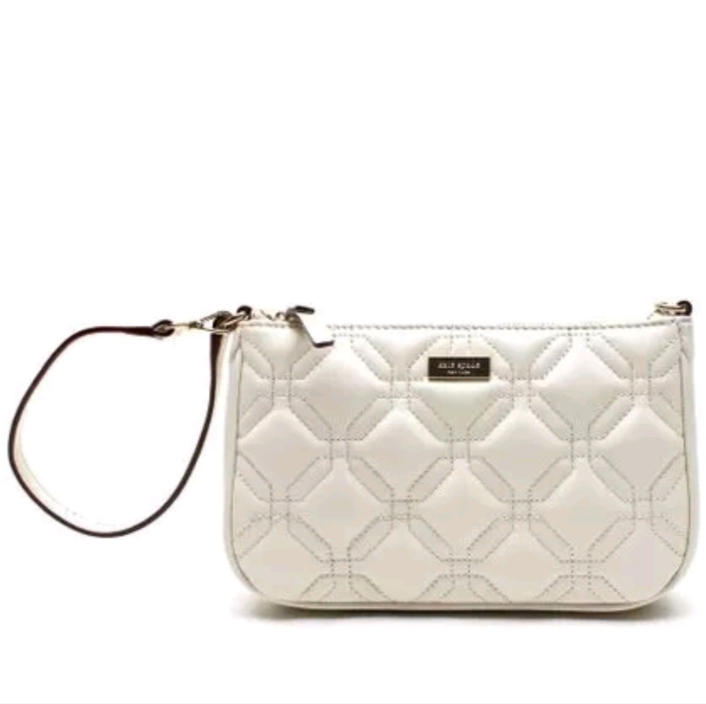 Cream Off White Kate Spade Quilted Wristlet